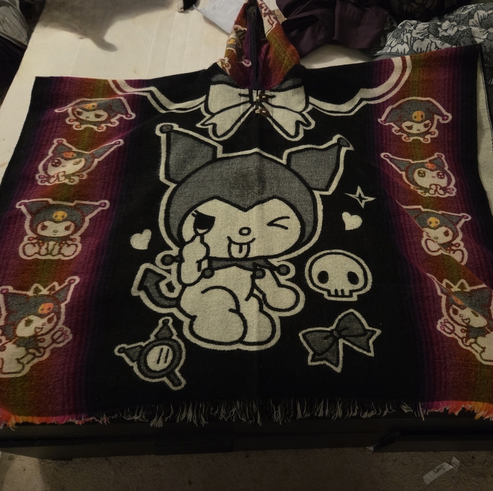 Kuromi Hooded Poncho Blanket NWOT